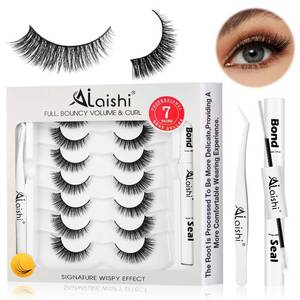 lot 1420 image: AILAISHI Wispy False Eyelashes Kit With Bond, Seal and Tweezer, 7 Pairs Natural Look Fake Cat Eye Lashes Strips Thin Band Extensions Waterproof Easy Eyelashes for Beginners RQ45