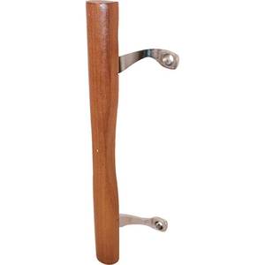 lot 1426 image: Prime-Line C 1034 Sliding Patio Door Wood Pull with Chrome Plated Brackets, Hardwood Handle, 6-58 Inch Mounting Holes (Single Pack)