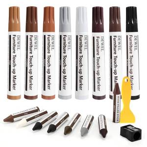 lot 1428 image: DEWEL Furniture Markers Touch Up, 17 Pcs Wood Scratch Repair Kit, Upgrade Wood Furniture Repair Markers and Wax Sticks for Stains, Scratches, Wood Floors, Tables, Bedposts