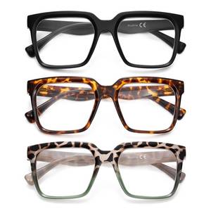 lot 1430 image: Ricafirla Oversized Reading Glasses Women Oprah Style Blue Light Blocking Computer Readers Designer Ladies Large Frame Square Cheaters Stylish Wide Trendy Big Thick Designer Funky Green 3 Pack 2.50