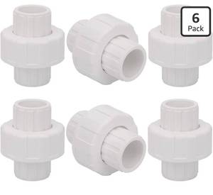 lot 1457 image: 6Pcs 12 PVC Union Coupling Pipe Fitting (Socket x Socket) 12Inch PVC Slip Union PVC Adapter Coupling Schedule 40, EPDM O-Ring, White