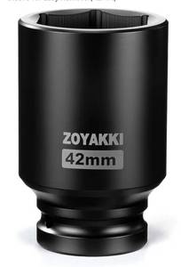 lot 1459 image: 34 Square Drive Deep Impact Socket,42mm Metric 6 Point Socket,CR-MO Axle Nut Impact Grade Sleeve for Easy Removal(42MM)