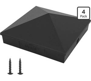 lot 1460 image: Myard 4x4 Universal Nylon Pyramid Post Cap Covers for 4x4 Inches Wood Post (Actual 3.5x3.5) with Matte Surface, for Deck Railings, Fences, Corridors, Poles (Qty 4, Black)