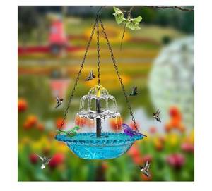 lot 1475 image: Solar Bird Bath Fountain Hanging Plastic Hummingbird Water Fountain Solar Powered