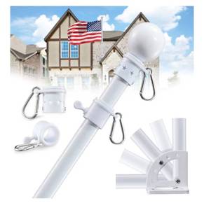 lot 1480 image: 3x5 Flag Pole Kit - 5ft Tangle Free Flag Pole Holder for Outside House,Heavy Duty