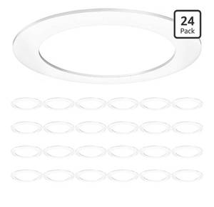 lot 1486 image: Sunco 24 Pack Goof Rings for 6 Inch Recessed Lights, Flush Mount White Can Light Trim Ring Cover, Outer Diameter 8.6 Inch, Inner Diameter 6.2 Inch, Paintable Surface, Matte Finish.