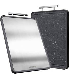 lot 1489 image: Kikcoin 17x11 304 Stainless Steel Cutting Boards for Kitchen, Dishwasher Safe Food Grade PP Double Sided Cutting Board, Extra Large