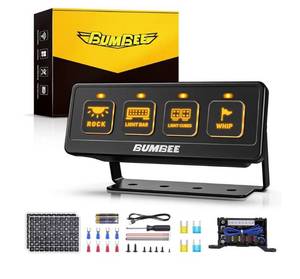 lot 1494 image: Bumbee 4 Gang Wireless Switch Panel, 60A High Power Relay Box with 4 Control Modes & 2 Light Memory, Multi-Function Toggle Switches, Waterproof Design