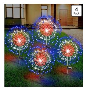 lot 1500 image: 4th of July Decoration Outdoor 4 Pack Solar Firework Lights with 180 LED 250th Anniversary Patriotic Solar Lights 8 Lighting Modes