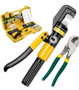 lot 1504 image: YUZES Hydraulic Crimping Tool and Cable Cutter, 12 AWG to 00 (20), 10 Tons Battery Cable Crimper Tool with 9 Crimping Dies, Crimping Tool for Cable Lug, Wire Terminal Lug