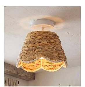 lot 1507 image: Natural Wicker Baske fort Ceiling Lamp  (9.5 D x 6.7 H