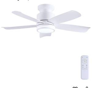 lot 1513 image: Wiviniya Ceiling Fans with Lights and Remote Control, 41 inch Low Profile Flush Mount Ceiling Fan, 3 CCT LED Dimmable Lights 5 Reversible Plastic Blades 6 Speeds for Bedroom Living Room, White
