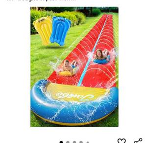 lot 1514 image: JAMBO 32FT Extra Extra Long Slip Splash and Slide, 2 Bodyboards, Heavy Duty Water Slide