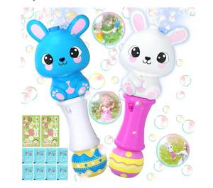lot 1517 image: Easter Bunny Bubble Wand 2 Pack, Automatic Bubble Machine Gun for Kids, Light Up Bubble Guns