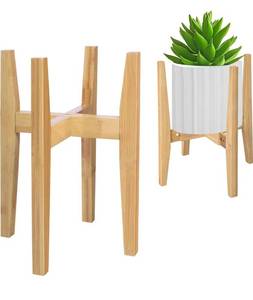 lot 1521 image: Plant Stand Indoor, Bamboo Plant Shelf, Adjustable Corner Plants Flower Holders Single Floor Plant