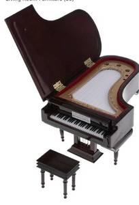 lot 1525 image: Miniature Piano Musical Instrument Ornaments, 16 Musical Instrument Piano Models, with Stool