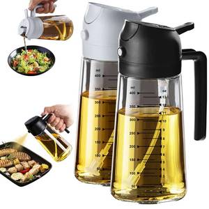 lot 1547 image: TrendPlain 16oz470ml Glass Olive Oil Sprayer for Cooking 2 in 1 Olive Oil Dispenser Bottle for Kitchen Gadgets and Air Fryer Accessories, Salad, BBQ - Black &amp Ash