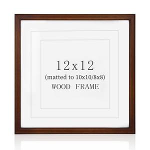 lot 1558 image: SNAPSHOT 12x12 Picture Frame, Natural Walnut Wood Photo Frame Set with Real HD Glass for Pictures 10x108x8 with Mat or 12x12 Without Mat, Gallery Poster Frame for Wall or Tabletop