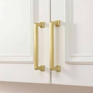 lot 1562 image: homdiy 10 Pack 5-116 Inch Gold Cabinet Handles, Solid Heavy-Duty Zinc Alloy Cabinet Pulls, Brass Kitchen Hardware, Modern Square Drawer Pulls for Cupboard, Dresser, Wardrobe