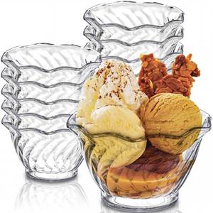 lot 1571 image: Elsjoy Set of 12 Plastic Reusable Dessert Bowls, 5.7 oz Unbreakable Small Appetizer Cup Clear Snack Bowls, Plastic Ice Cream Serving Bowls for Candy, Nuts, Fruits