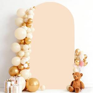 lot 1579 image: 7.2FT Beige Arch Backdrop Cover,Spandex Arch Covers Stretchy Backdrop for Wedding Birthday Party Baby Shower