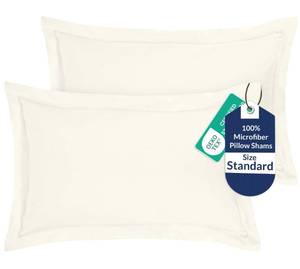 lot 1593 image: Royale Linens Pillow Shams 2 Pack Standard Size 20x26 Inch - Brushed 1800 Microfiber - Bed Shams, Wrinkle & Fade Resistant Super Soft and Cozy - Envelope Closure - Oxford Pillowcase (Std,Ivory)