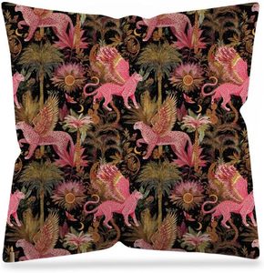 lot 1394 image: DAYOUER Fantasy Pink and Gold Leopard Pillow Cover 18x18 Double-Sided, Funky Girly Cheetah Mystical Tropical Forest Jungle Animal Decorative Throw Pillow Cover for Girls Bedroom Room Home