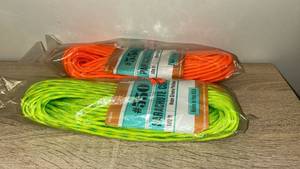 lot 15 image: #550 Parachute Cord 100ft Two-Pack Neon Orange and Neon GreenYellow