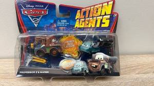 lot 21 image: New old stock Disney Pixar Cars 2 Action Agents Professor Z & Mater Die-Cast 2-Pack look these up