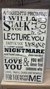 lot 39 image: A Parents Promise Decorative Wood Sign new in wrapper