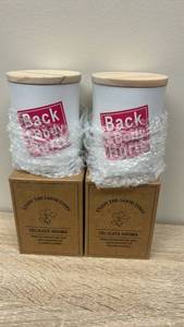 lot 55 image: Brand new, Back & Body Hurts Scented Candle Set of 2, these smell soooo Good