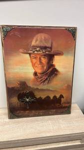 lot 69 image: Vintage, John Wayne Western Portrait Wall Clock