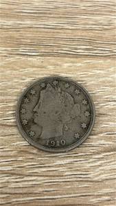 lot 74 image: 1910 Liberty Head V Nickel