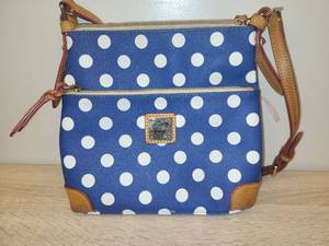 lot 111 image: Dooney & Bourke Blue Polka Dot Crossbody Bag