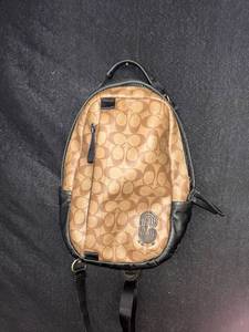 lot 115 image: Coach Signature Canvas Sling Backpack Look this up 89909 Moto