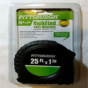 lot 36 image: Pittsburgh QuikFind Tape Measure  25 Foot by 1 Inch  Easy to Read  High Strength ABS Rubber Wrapped Case