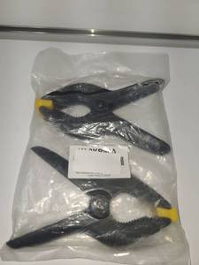 lot 37 image: Spring Clamps with Yellow Grip Tips �� 2 Pack