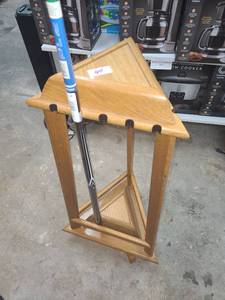 lot 64 image: POOL CUE HOLDER THAT SPINS WITH BRAND NEW WRAPPED IN PLASTIC POOL CUE STICK