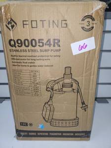lot 66 image: Foting Q90054R Stainless Steel Sump Pump 1HP