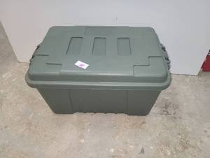 lot 88 image: Plano Large Green Plastic Storage Trunk with Lid