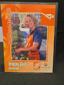 lot 50916 image: Tristan Gale Signed Home Depot Associate Card - 2002 Salt Lake City Olympics Skeleton Gold Medalist