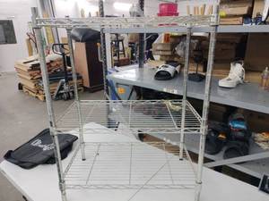 lot 61636 image: freestanding chrome wire shelving unit