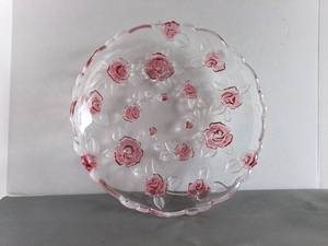 lot 111 image: Mikasa Bella Rosa 13 Platter Tray Clear with Pink Roses Vintage
