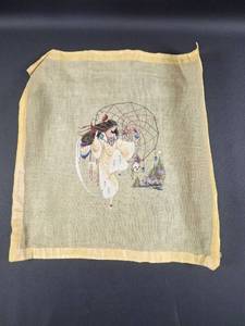 lot 16 image: FINE Embroidered Textile Wall Art Dreamcatcher Figure Landscape Scene