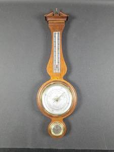 lot 24 image: Aneroid Barometer Thermometer Hygrometer Wall Banjo, 22 Inches Tall