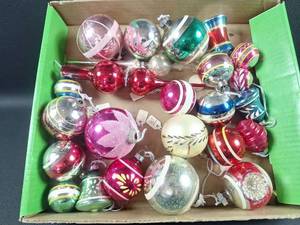 lot 30 image: Vintage Glass Christmas Balls and Tree Toppers