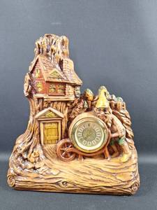 Vintage Gnome Village Novelty Mantel Clock can Be Wired to light Up Exquisite Painted Details