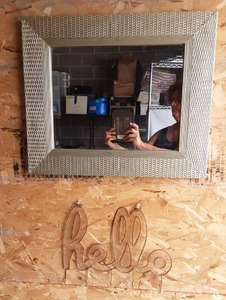 lot 91 image: Home decor Mirror and Text with Light Duty Hooks