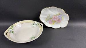lot 95 image: Limoges and Other Porcelain Trinket Dishes with Floral Decoration