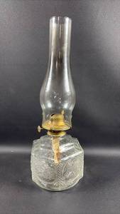 lot 98 image: Vintage Lamplight Farms Glass Oil Lamp with Glass Shade